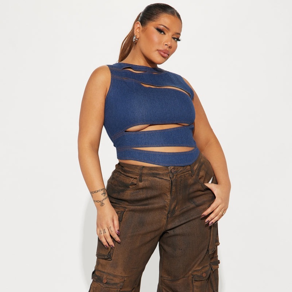 🆕 Fashion Nova Better Than Your Next Denim Top - Dark Wash 2X
